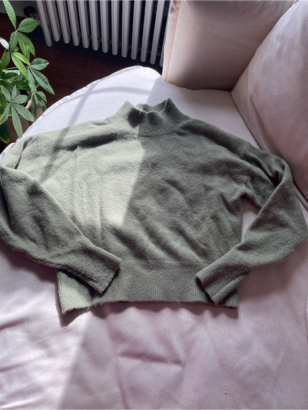 & Other Stories Sage Green Mock Neck Sweater